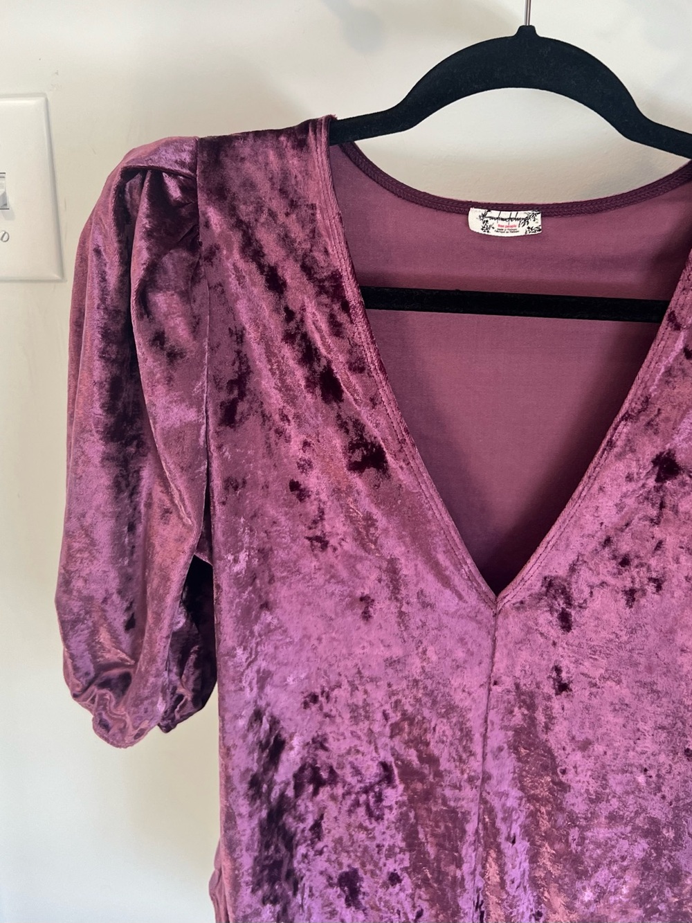 Intimately Free People Don't You Wish Velvet Bodysuit in Purple Small - Picture 3 of 5